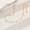 Summer Brass Crystal Rhinestone Geometric Round Bead Link Chain Anklets PK4515-2