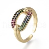 Brass Micro Pave Cubic Zirconia Cuff Rings RJEW-K232-08G-03-1