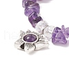 Natural Gemstone Chips Stretch Bracelet with Alloy Lotus Charms for Men Women BJEW-JB08624-5