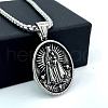 Stainless Steel Oval with Virgin Mary Pendant Necklaces for Men ES6504-1
