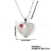 Brass Pave Cubic Zirconia Heart Pendant Necklaces for Women UC6021-3-1