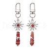 Copper Wire Wrapped Natural Carnelian Pointed Bullet Pendant Decorations HJEW-JM03104-06-1