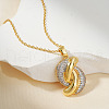 Geometric Inlaid Brass Cubic Zirconia Hollow Necklace KQ8718-2-2