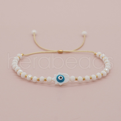 Bohemian Glass Evil Eye Bracelet Handmade Adjustable Beaded Wristband GH7437-2-1