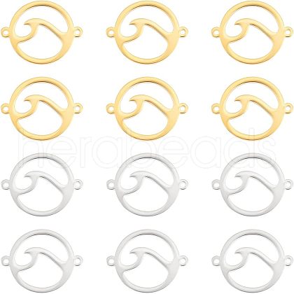 Unicraftale 12Pcs 2 Colors 201 Stainless Steel Connector Charms STAS-UN0036-93-1