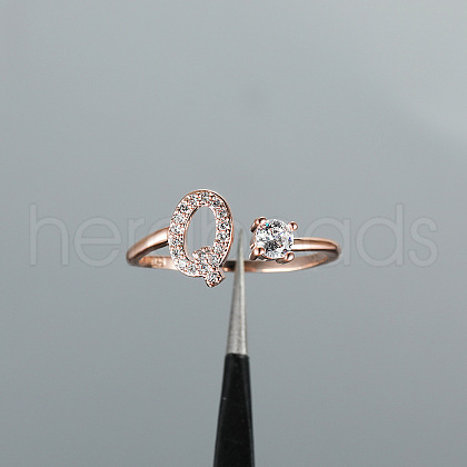 Brass Micro Pave Cubic Zirconia Cuff Rings for Women FS-WGA4C54-17-1