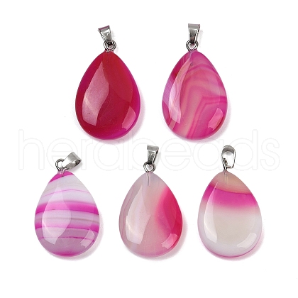 Dyed Natural Banded Agate Pendants G-G202-09B-1