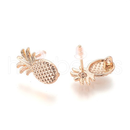 Brass Stud Earring Findings KK-F809-16KCG-1