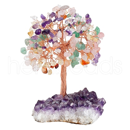 Natural Gemstone Chips Tree of Life Decorations DJEW-PW0013-44B-1