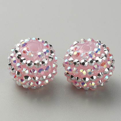 Stripe Pattern Resin Rhinestone Beads RESI-WH0034-20I-1