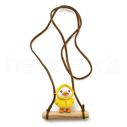 Cute Plastic Swinging Raincoat Duck Pendant Decorations HJEW-A009-01E-1
