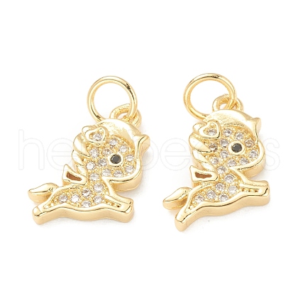 Brass Micro Pave Clear Cubic Zirconia Charms ZIRC-B010-35G-1