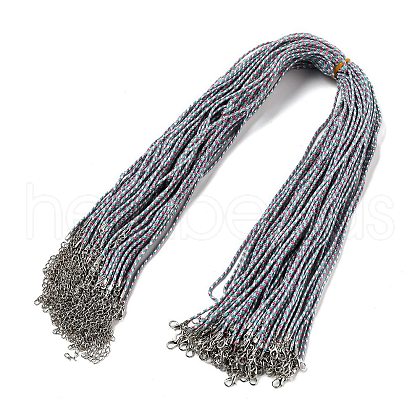 2MM Braided Round Polycotton Cord Necklace Making with Alloy Lobster Claws Clasps and Iron End Chains NJEW-Q031-01B-1