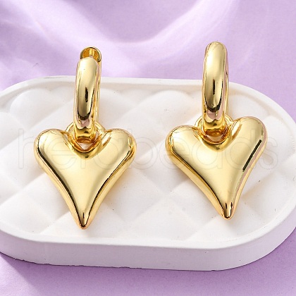 Heart Brass Hoop Earrings EJEW-D322-12G-01-1