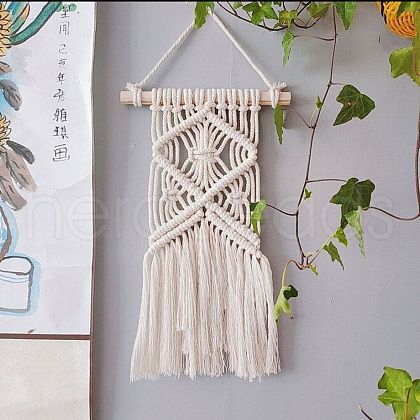 Cotton Cord Macrame Woven Wall Hanging HJEW-C010-19-1