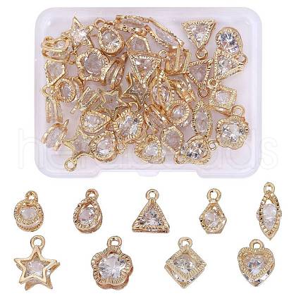 45Pcs 9 Style Alloy Cubic Zirconia Pendants JX646A-1