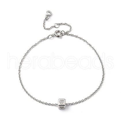 Brass Micro Pave Clear Cubic Zirconia Charms Bracelets BJEW-JB05400-04-1