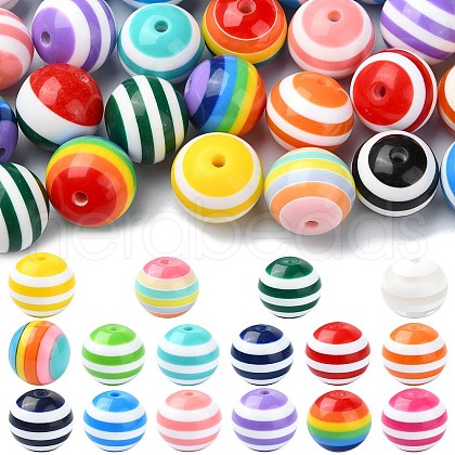 Opaque Striped Resin Beads RESI-CJC0021-16-1