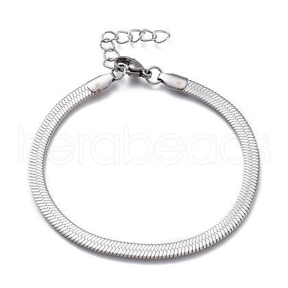 Tarnish Resistant Unisex 304 Stainless Steel Herringbone Chain Bracelets BJEW-O177-01A-P-1