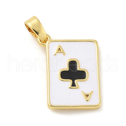 Clubs Brass Enamel Pendants KK-G517-06G-03-1