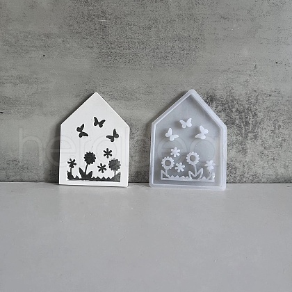 Easter Theme House with Butterfly & Flower Pattern DIY Silicone Table Lamp Molds SIMO-G008-01C-1