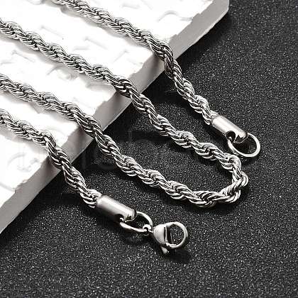 Non-Tarnish 304 Stainless Steel Rope Chain Necklaces X-NJEW-F226-03P-06-1
