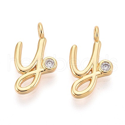 Brass Micro Pave Cubic Zirconia Charms KK-N263-97G-Y-1