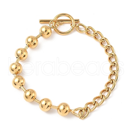304 Stainless Steel Ball Chain & Cuban Link Chain Bracelets for Women BJEW-V011-02G-1