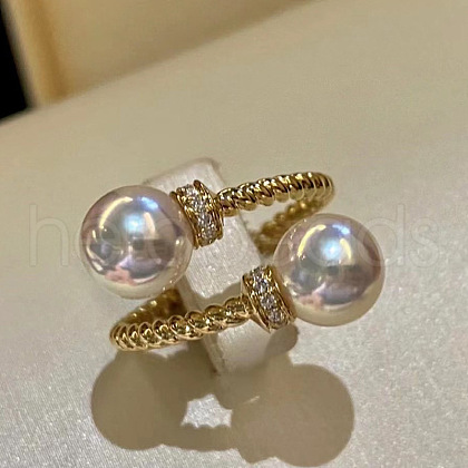 Brass Micro Pave Clear Cubic Zirconia Cuff Rings for Women FS-WG3C0F1-01-1