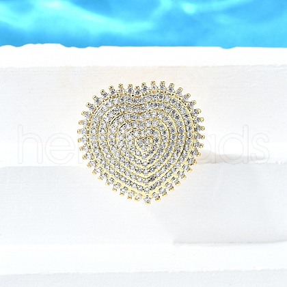 Brass Micro Pave Cubic Zirconia Cuff Rings RJEW-V007-06G-1