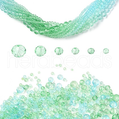 6 Styles Gradient Color Transparent Painted Glass Beads Strands DGLA-YW0001-28P-1