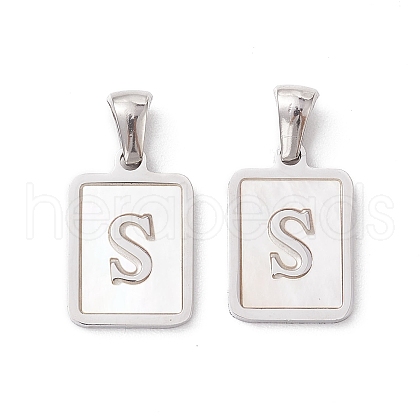 304 Stainless Steel Pave Shell Pendants STAS-G327-01P-S-1