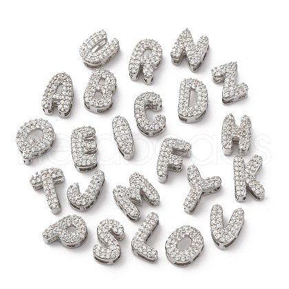 Brass Micro Pave Cubic Zirconia Beads KK-F895-19P-1