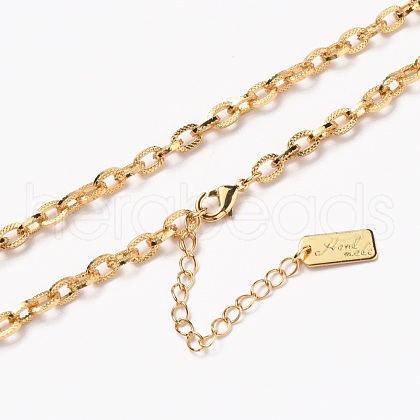 Brass Cable Chain Necklaces NJEW-H206-12G-1