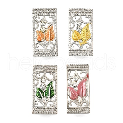 Brass Crystal Rhinestone Rectangle with Leaf Multi-Strands Links KK-P306-16P-1