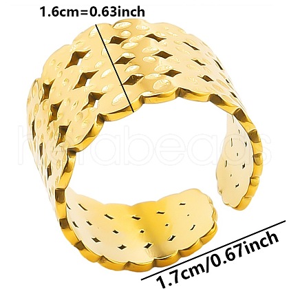 Minimalist Hammered 304 Stainless Steel Cuff Rings NB8720-2-1