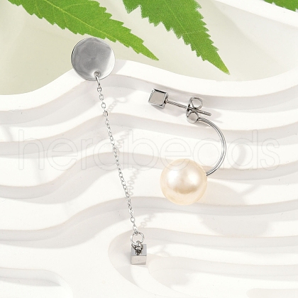 304 Stainless Steel Plastic Imitation Pearl Stud Earrings EJEW-Z089-19P-1