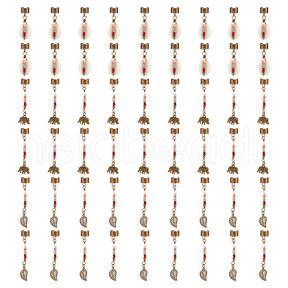 Tibetan Style Alloy & Cowrie Shell Braiding Hair Pendants Decoration OHAR-AB00016-1