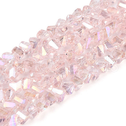 Electroplate Transparent Glass Beads Strands GLAA-N021-4mm-10-1