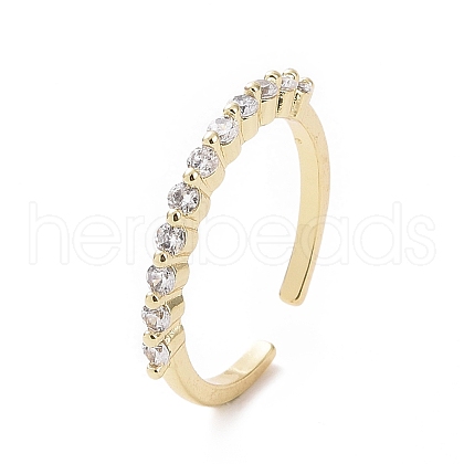 Clear Cubic Zirconia Open Cuff Ring RJEW-I094-09G-1