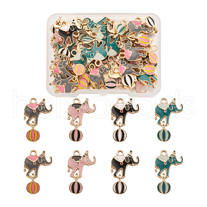 32Pcs 4 Colors Zinc Alloy Enamel Pendants ENAM-TA0001-25-1
