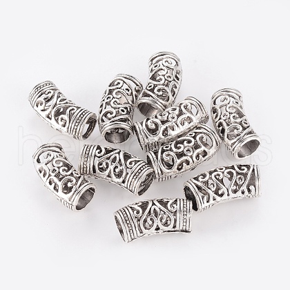 Tibetan Style Alloy Hollow Tube Beads PALLOY-J081-03AS-1