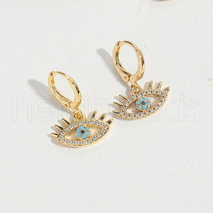 Brass Cubic Zirconia Hoop Earrings FS-WGAD8C1-05-1