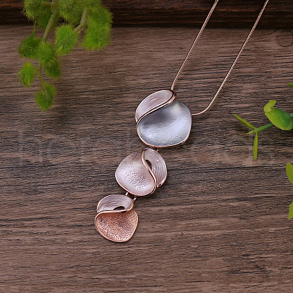 3 Irregular Heart Petal Zinc Alloy Enamel Pendant Necklaces for Women FS-WGE692F-03-1