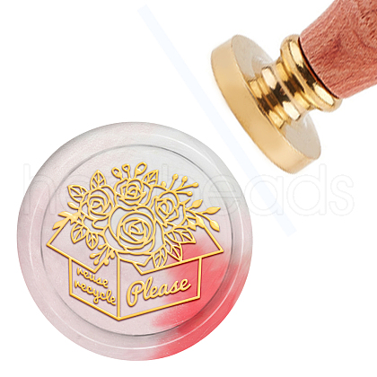 Brass Wax Seal Stamp with Handle AJEW-WH0184-0052-1