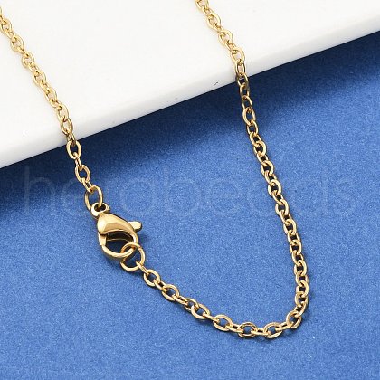 Ion Plating(IP) 304 Stainless Steel Cable Chain Necklaces NJEW-K090-01G-1