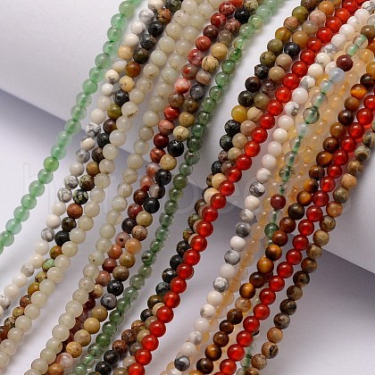 Natural Assorted Gemstone Bead Strands G-K146-M-2mm-1