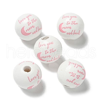 Printed Wood European Beads WOOD-G022-20H-1