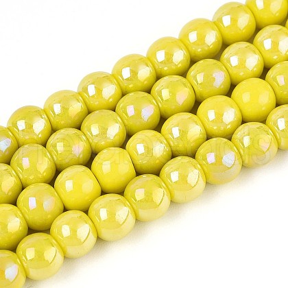 Electroplate Opaque Glass Beads Strands GLAA-T032-P6mm-AB16-1