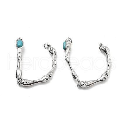 Brass Synthetic Turquoise Toggle Clasps KK-B129-19P-1